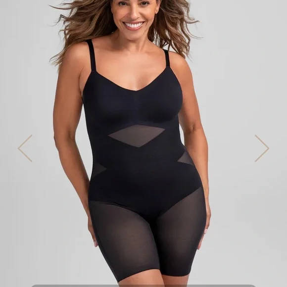 NEW Honeylove SuperPower Mid Thigh Short Bodysuit, Black Runway Size XL - Picture 1 of 15